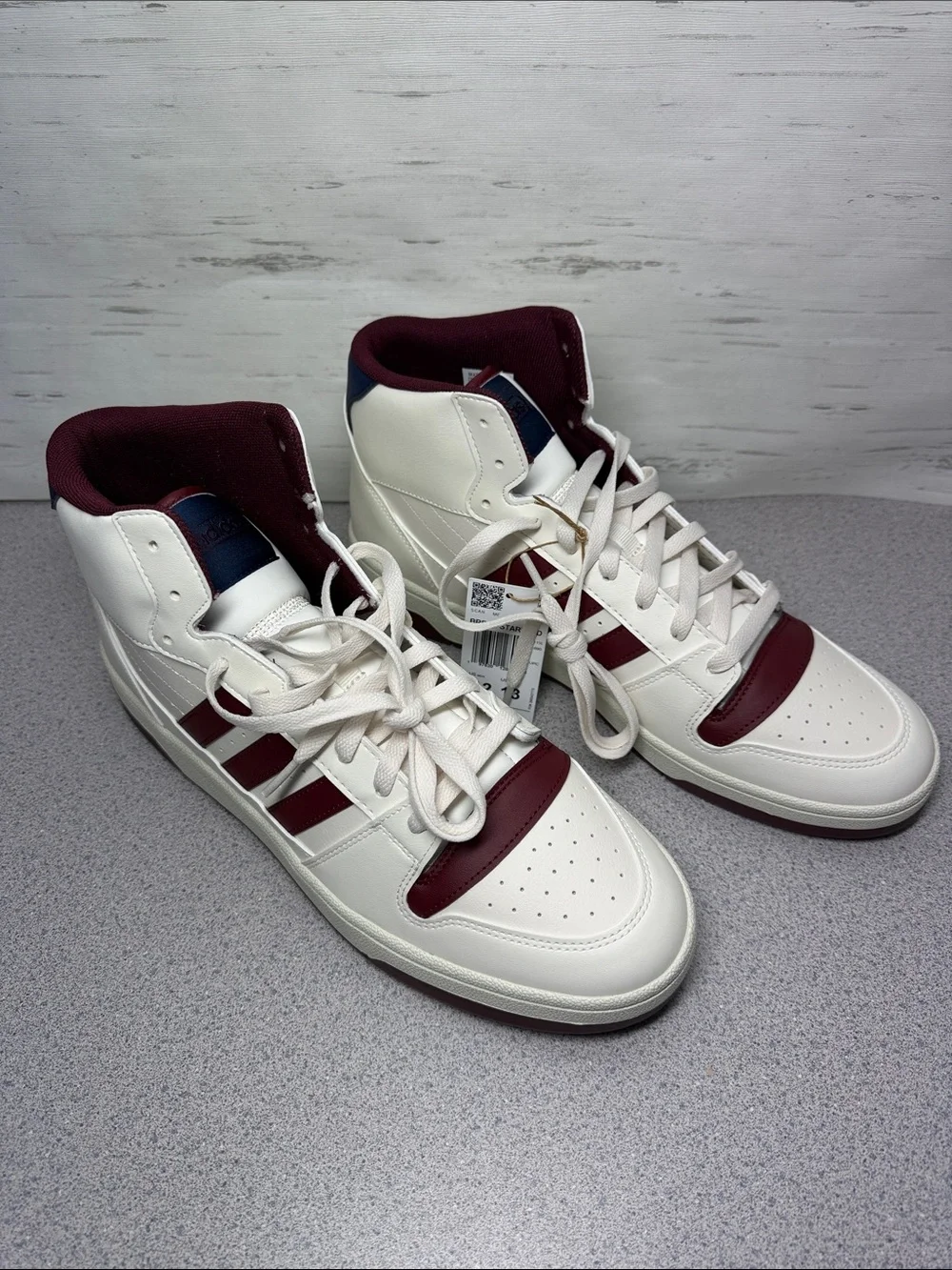 adidas High-Top Sneakers in White and Burgundy